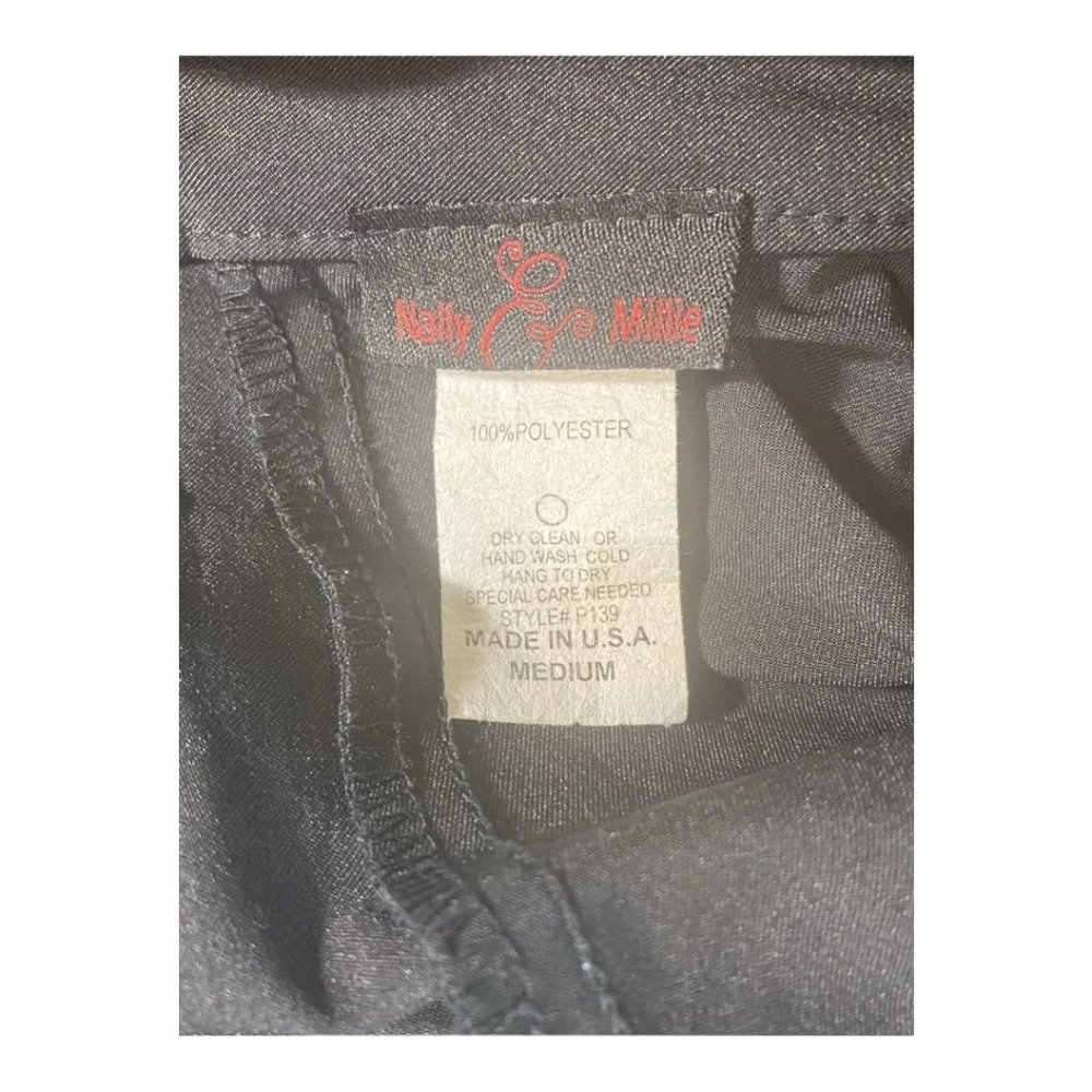 Nelly & Milly Vintage Cigarette Ankle  Crepe Pants With Tulle Roses Black Sz M - Picture 6 of 6